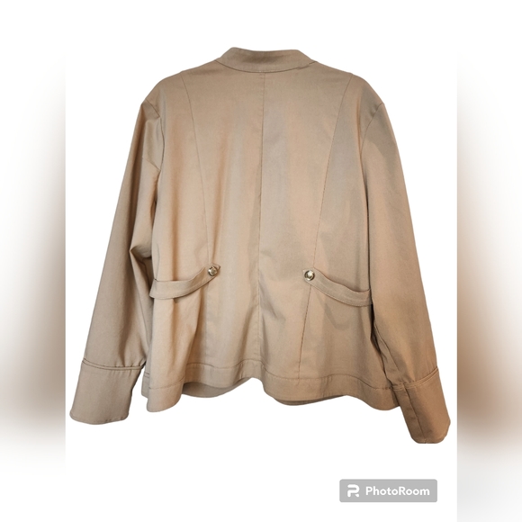 DRESSBARN Size 2X military style jacket. Open front, decorative buttons, - Picture 2 of 9